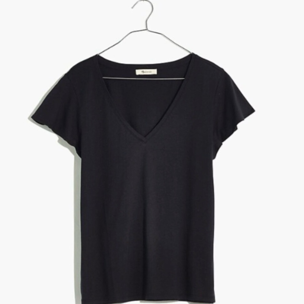 NWT! Madewell Black V-Neck Crawford Short Sleeve Tee size L